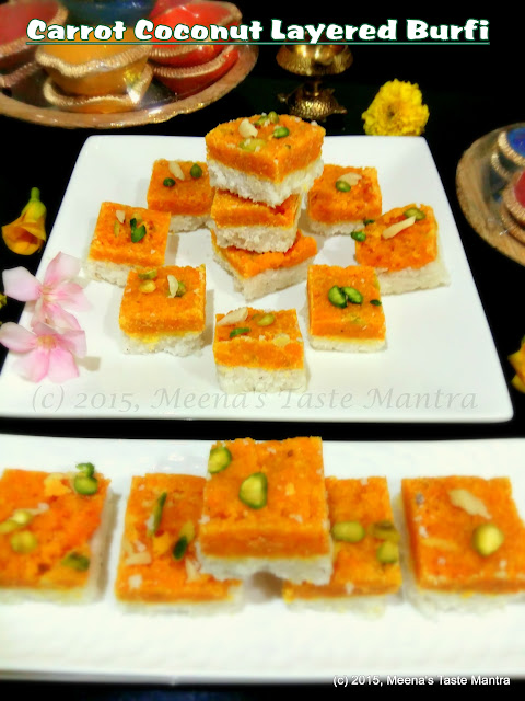 Carrot Coconut Layered Burfi