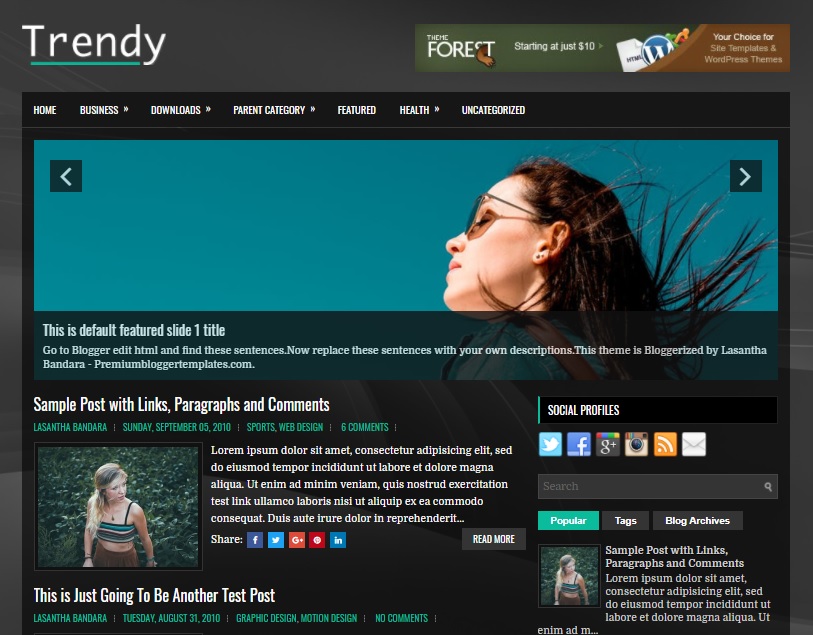 Free Download Trendy Blogger Template Columns Blogger Template alongside a Right Sidebar too Free Download Trendy Blogger Template