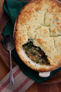 Ham & Greens Pot Pie w/ Cornbread Crust