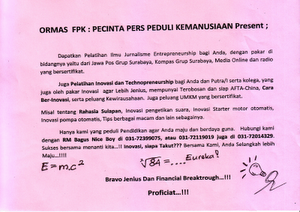 Iklan Ormas FPK : Pecinta Pers Peduli Kemanusiaan Surabaya