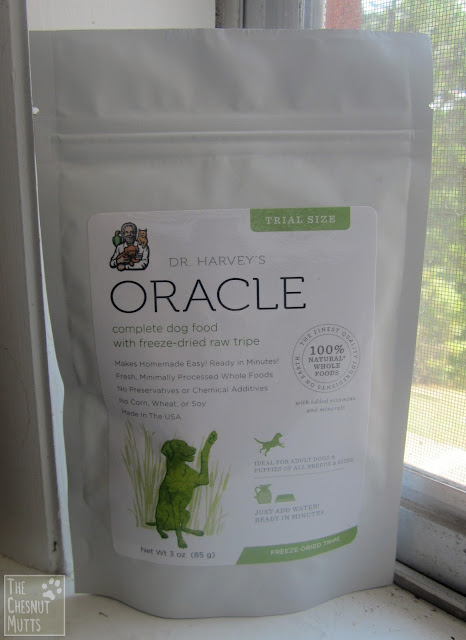 A trial size of Dr. Harvey's Oracle Tripe dog food