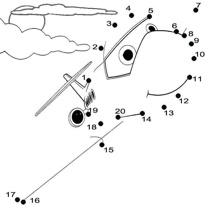 Aeroplane Dot To Dot Worksheets