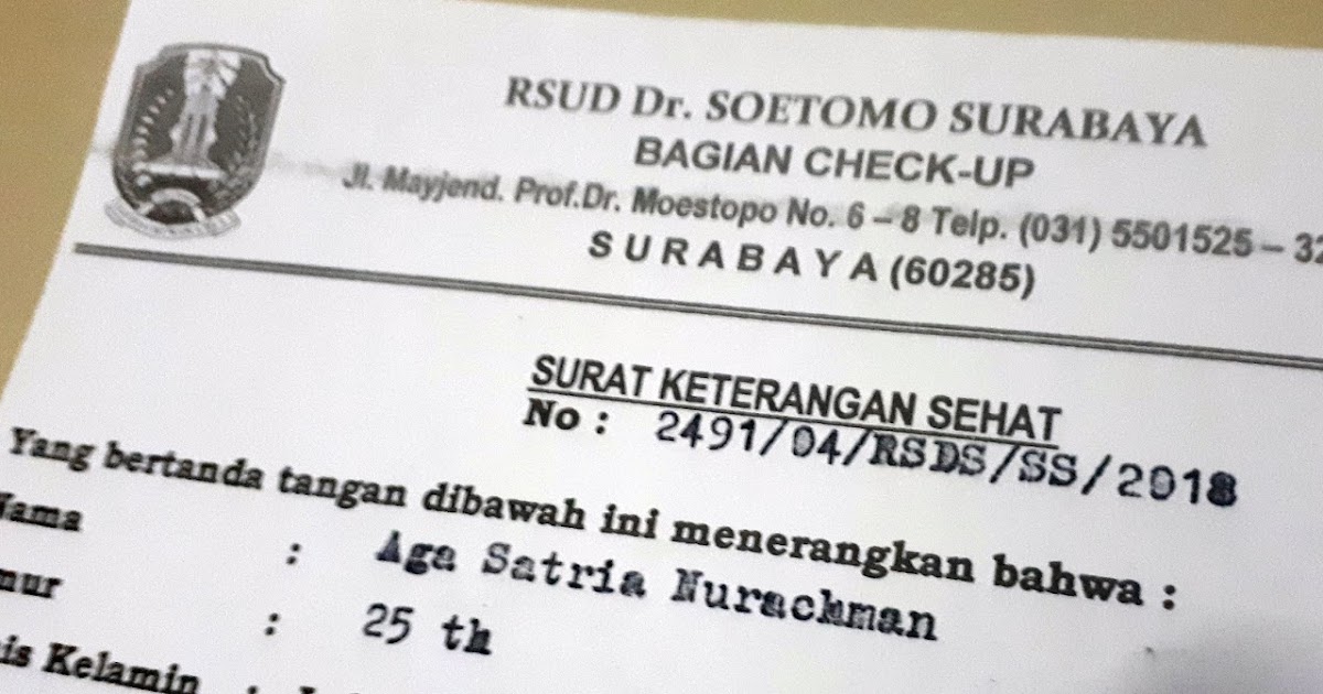 Membuat Surat Sehat Di Rsud Dr Soetomo Surabaya