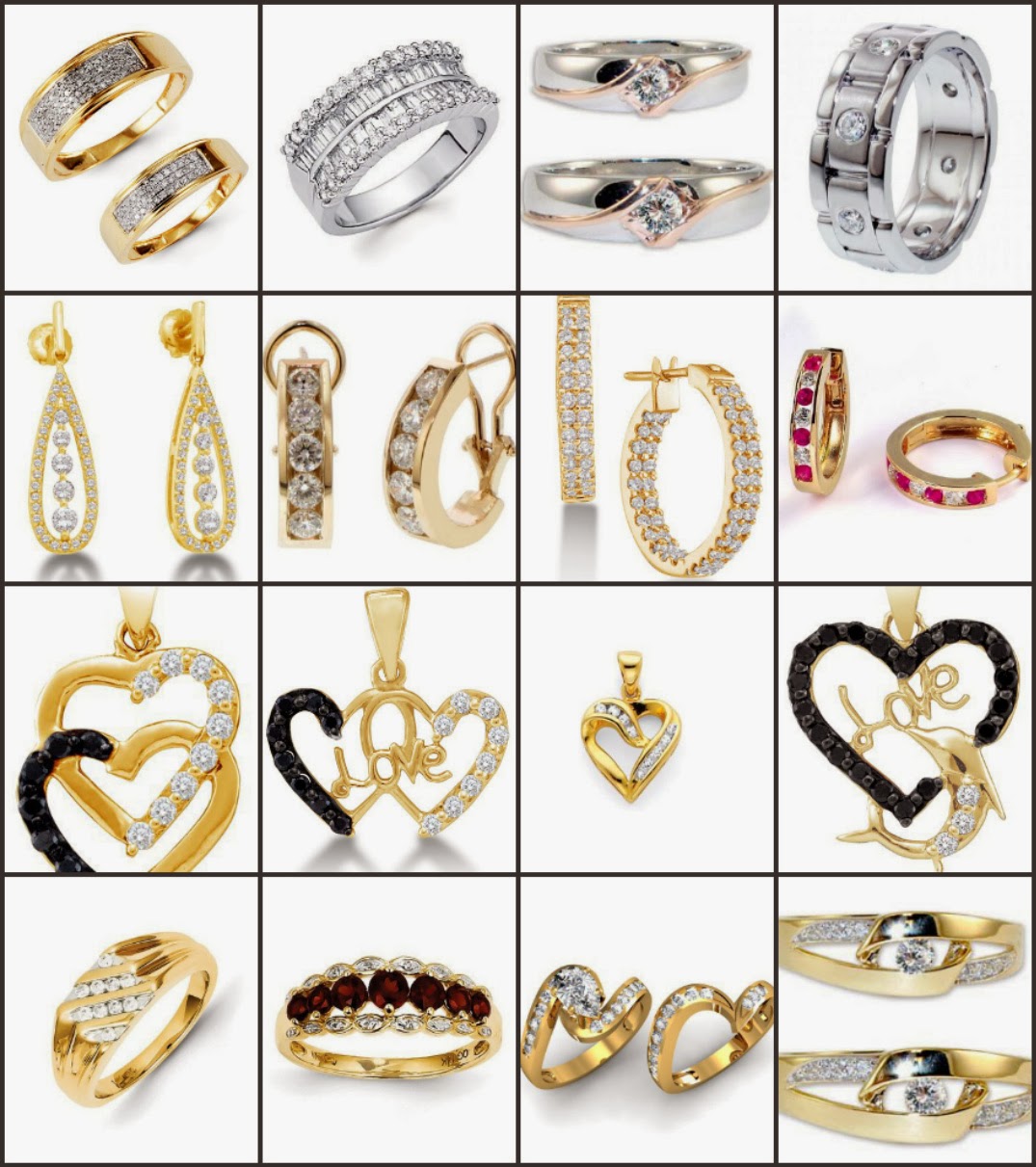 14k Gold Channel-Set Diamond Halsband, Ringar och Örhängen