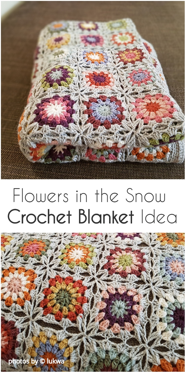 Your Crochet Flowers in the Snow Free Crochet Blanket Pattern