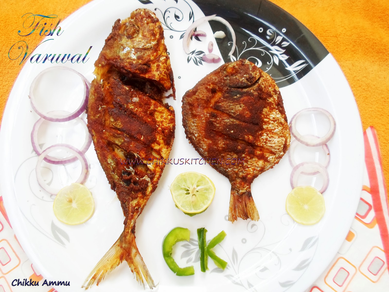 Chikkus Kitchen Fish Varuval Recipe / Whole fish Fry Recipe