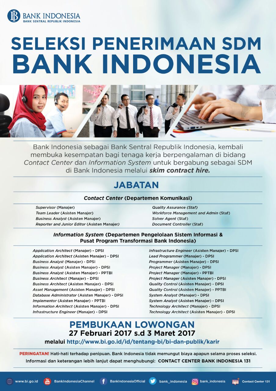 Lowongan Kerja Terbaru Bank Indonesia - Maret 2017 ~ Lowongan Kerja