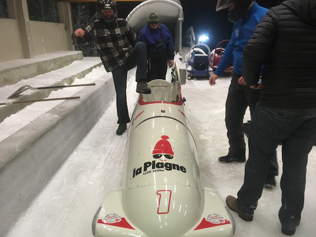 The end of the Olympic bobsleigh run in La Plagne, France The end of the Olympic bobsleigh run in La Plagne, France