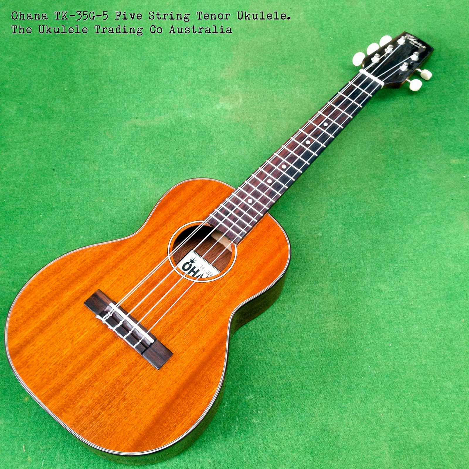 Ohana TK35G5 Five String Tenor ukulele ALL Solid Mahogany wood The