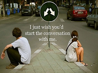 A boy and a girl unable to start a conversation A boy and a girl unable to start a conversation