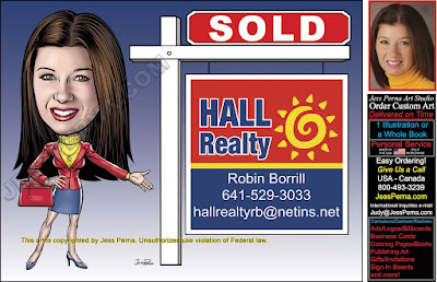 Real Estate Agent Sold Sign Caricature