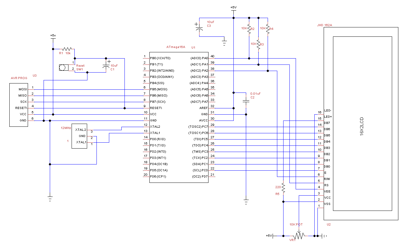 16X2 LCD Display using AVR controller (ATmega16A)