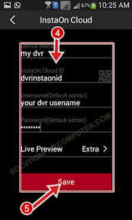enter dvr detail in cmon20 app
