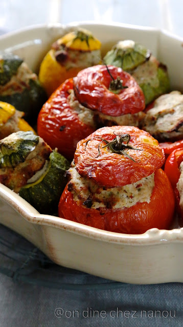 Légumes farcis au veau et bacon tomates farcies , sans oeuf , veau , bacon
