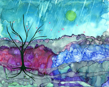 rain alcohol ink tutorial landscape