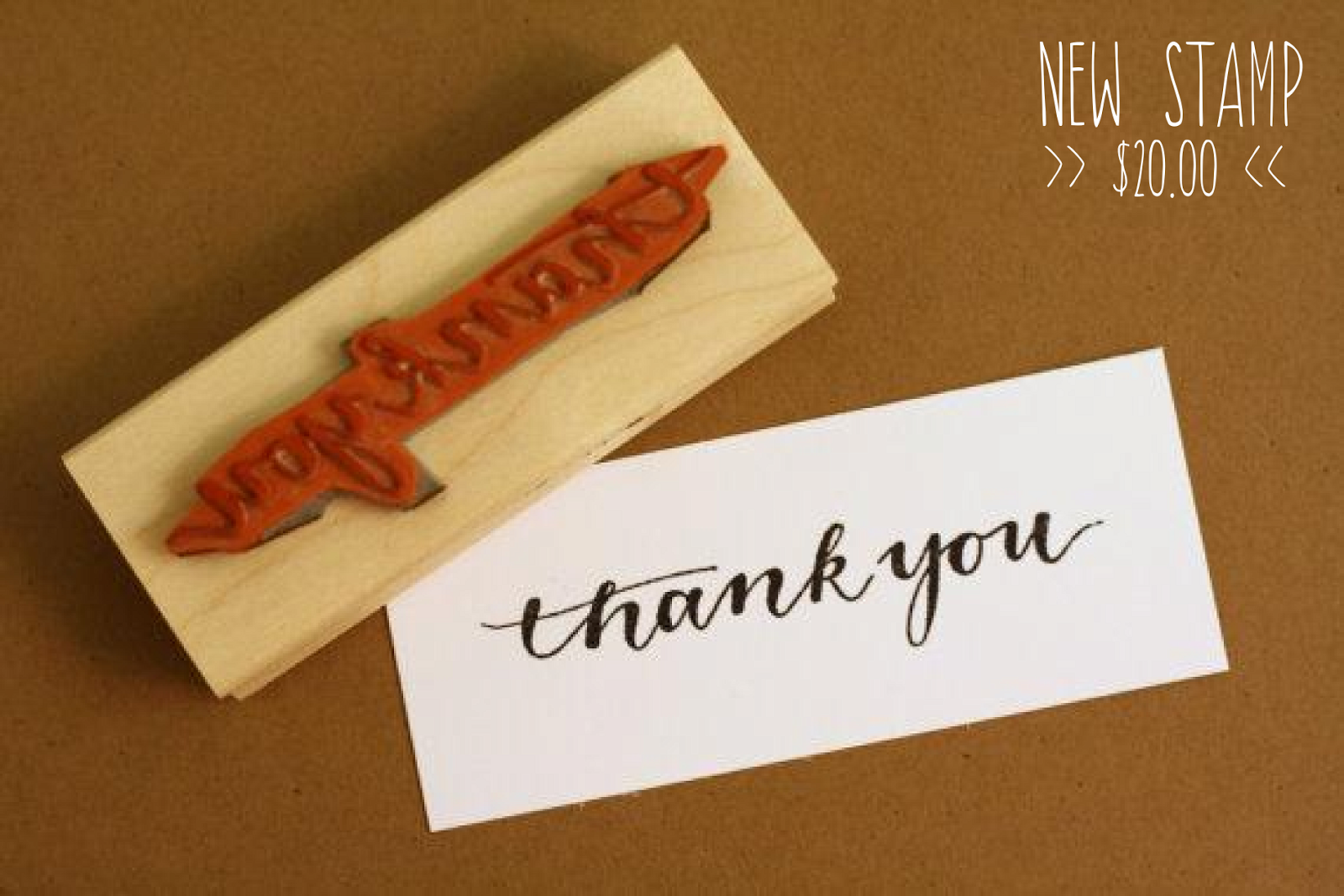 NEW THANK YOU STAMP BROWN FOX CALLIGRAPHY