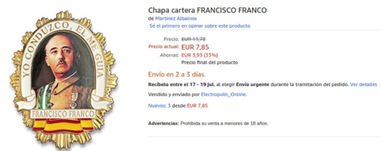 FACUA denuncia que Amazon permite la venta de productos nazis y franquistas