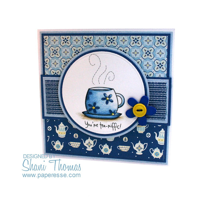 A card idea for tea lovers with DigiStamp Boutique Coffee Break digital stamp set.