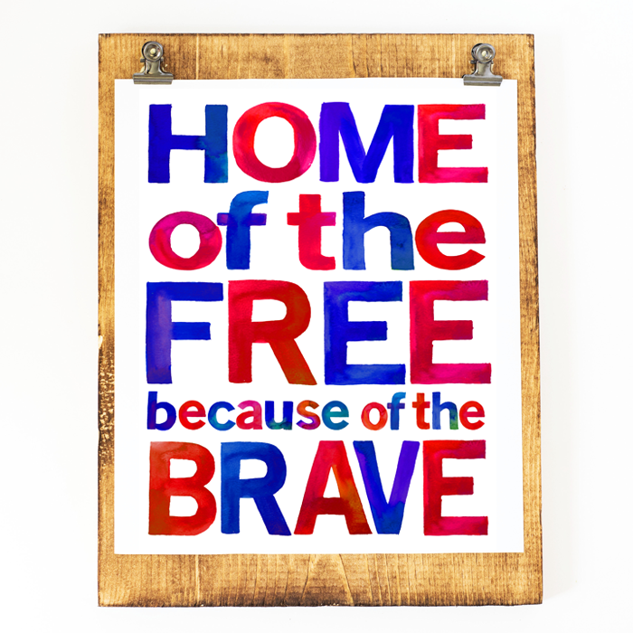 These SIX 8x10" Patriotic Printables are made up of fun watercolor letters and scream summertime! Party like it's 1776, y'all! 