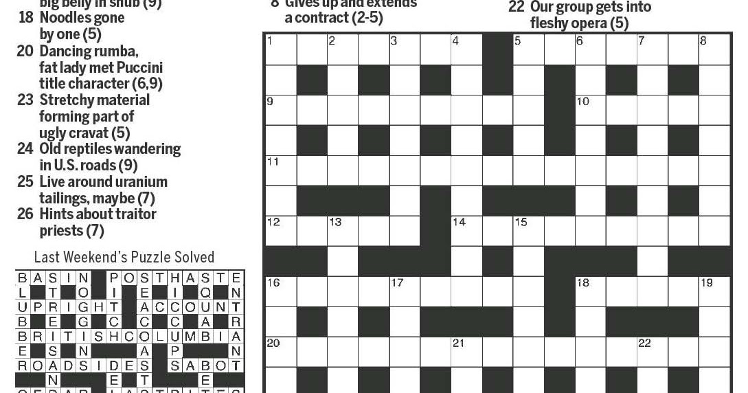 national post cryptic crossword forum saturday january 27 2018 puccini works crossword clue
