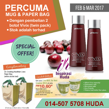 promosi, shaklee, mac, 2017, vivix, twin pack, mug, paper bag, inspirasihuda,