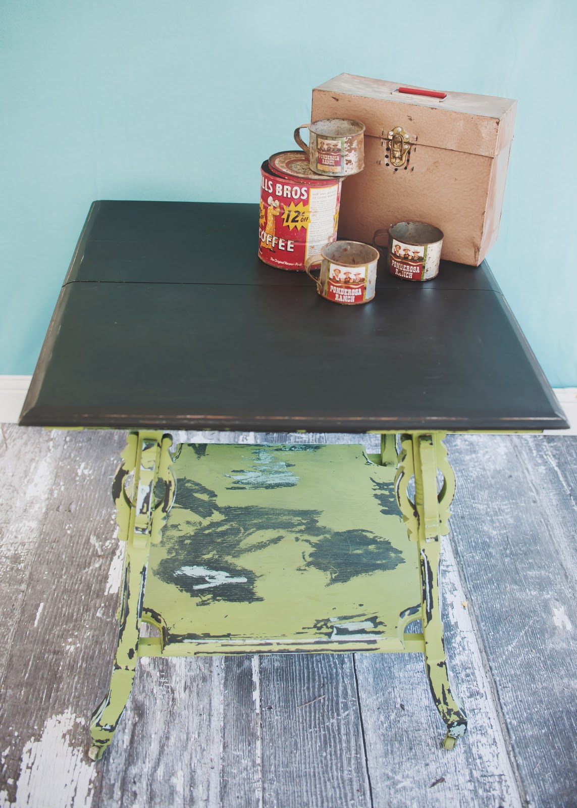 Vintage Orchard Furniture Unique Distressed Green Table