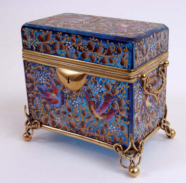 Caja-jayero en cristal de Bohemia,S.XIX,h.1890.