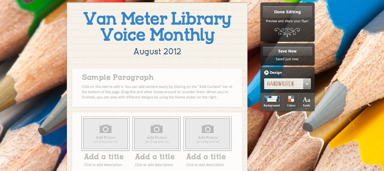 The Library Voice: LOVE Creating The "Van Meter Library Voice Monthly 