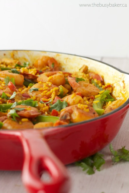 pan of Chicken and Shrimp Paella