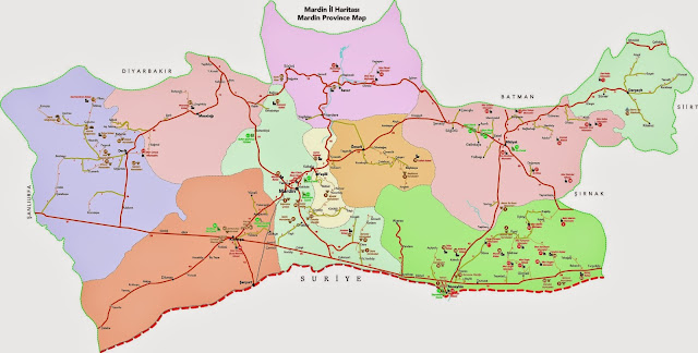 Mapa província de Mardin – Turquia