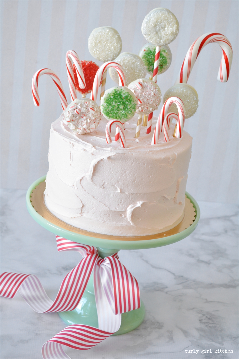 Curly Girl Kitchen Candy Cane and Cookie Forest Christmas Cake