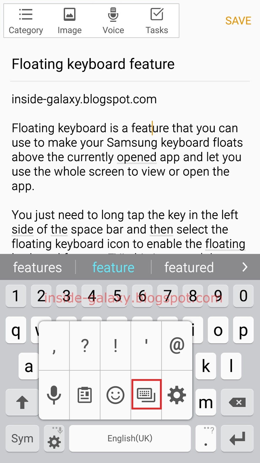 Inside Galaxy Samsung Galaxy S6 Edge How to Use Floating Keyboard