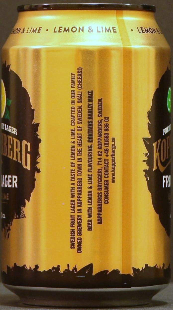 BurkBloggen Kopparberg Fruit Lager Lemon & Lime ny svensk exportburk