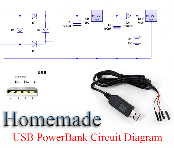 Homemade portable USB mobile charging circuit diagram || Homemade USB