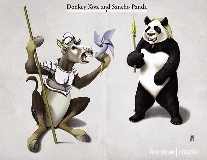 10-Donkey-Xote-and-Sancho-Panda-Rob-Snow-Animal-Illustrations-Play-on-Words-www-designstack-co