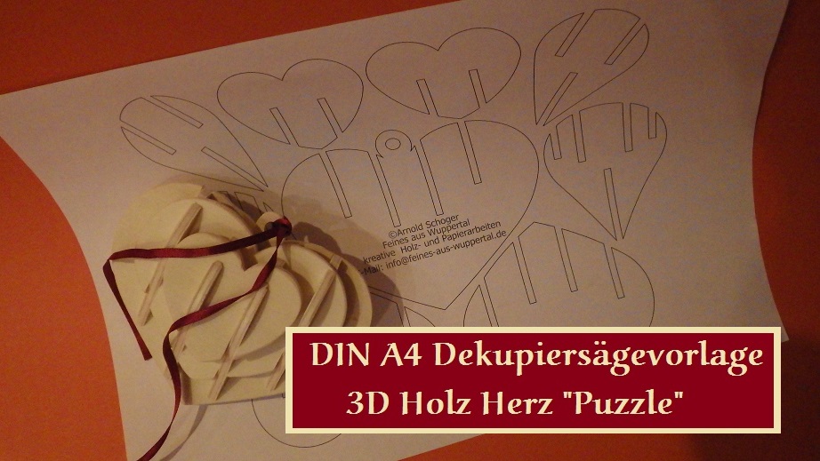 3d Holz Herz Puzzle Bausatz Dekupiersäge Vorlage Feines Aus Wuppertal