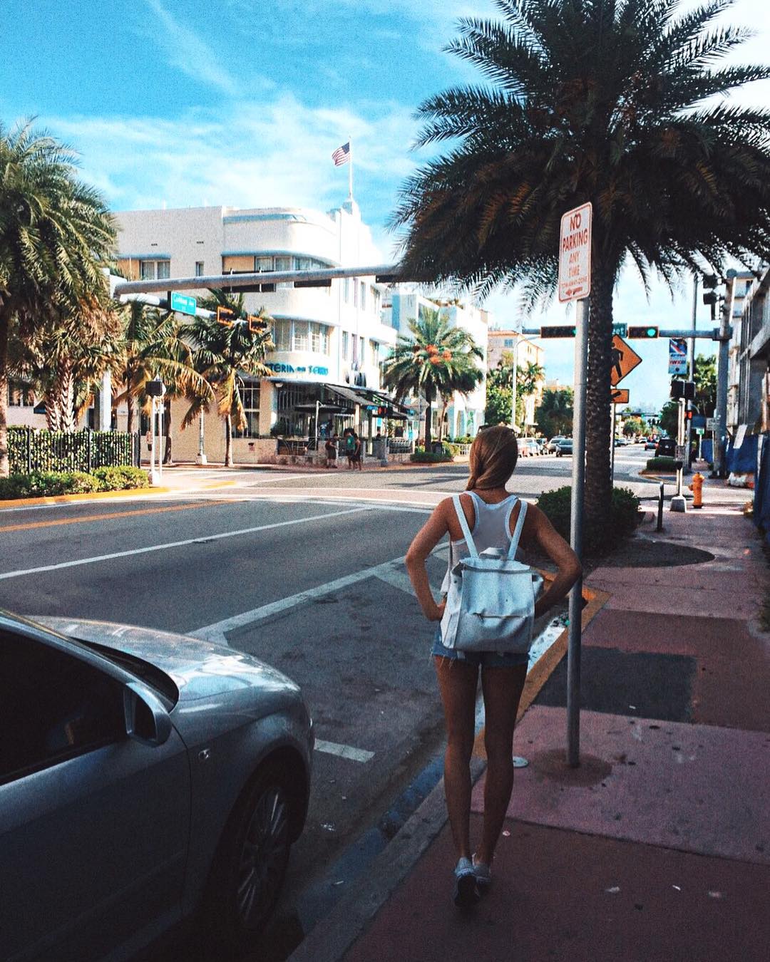 Alexis off to get some breakfast in Miami Beach, Florida