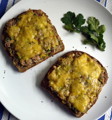 spicy tuna melt with cilantro and sambal oelek