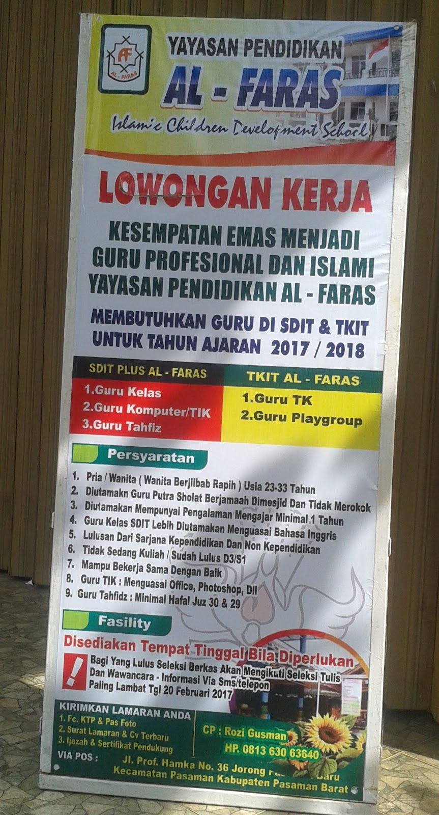 Lowongan Kerja Guru Sd It Dan Tk It Pasaman Barat Idsalim Com