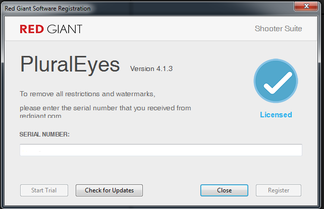 Pluraleyes 4 serial
