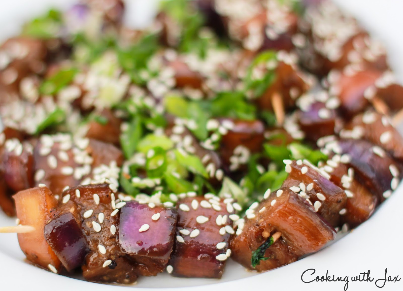 Cooking with Jax Sesame Ginger Japanese Eggplant Skewers