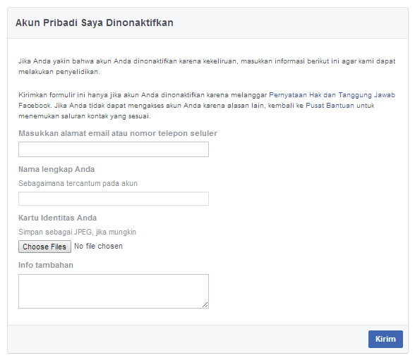 Cara mengaktifkan kembali akun facebook yang dinonaktifkan