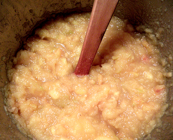 Pot of Cooked Down Applesauce