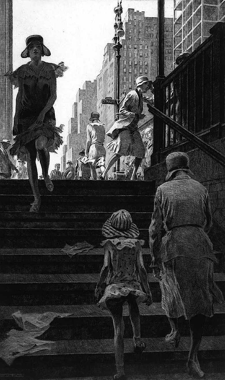 1930 Martin Lewis Subway Steps a 1930 Martin Lewis print, Subway Steps
