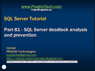 Sql server, .net and c# video tutorial: SQL Server deadlock analysis ...