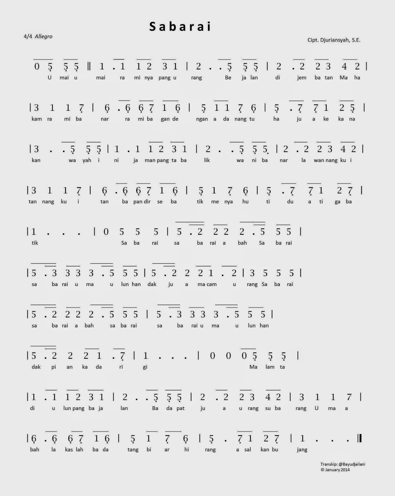 partitur lagu daerah wood scribd indo