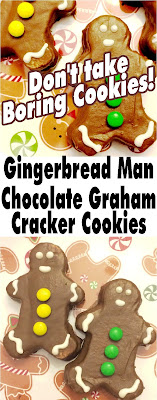 Don't take boring Christmas cookies to your Cookie Exchange party! Take these super cute Gingerbread man chocolate graham cracker cookies instead. He's so cute he'll be wowing the party guests and running away with the show. #gingerbreadman #cookie #christmascookie #diypartymomblog