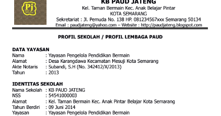 Contoh Profil Lembaga Sekolah Paud Format Word Terbaru Paud Pendidikan Anak Usia Dini