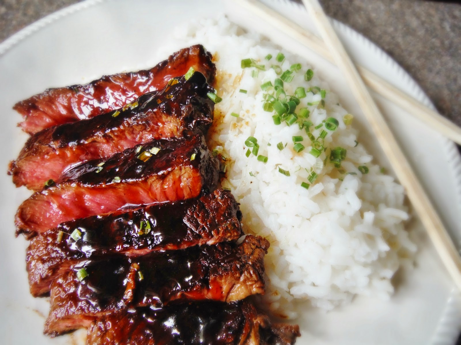 King's Sticky Bourbon Teriyaki Seared Sirloin Steak