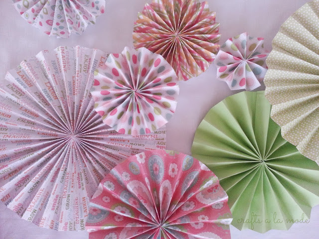 pretty pink and green folded paper rosettes